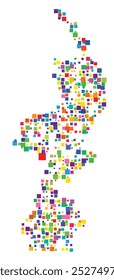 Symbol Map of the Province Limburg (Netherlands) showing the territory with a pattern of randomly distributed colorful squares of different sizes