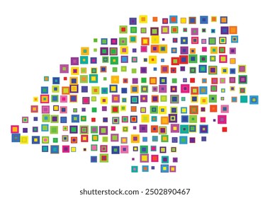 Symbol Map of the Province Limpopo (South Africa) showing the territory with a pattern of overlapping colorful squares like candies