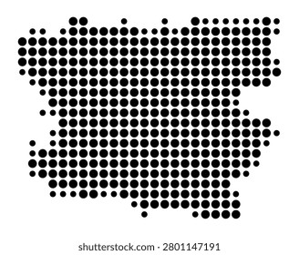 Symbol Map of the Province Lori (Armenia) showing the area with a pattern of black circles