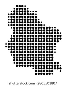 Symbol Map of the Province Lucca (Italy) showing the area with a pattern of black circles
