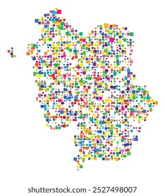 Symbol Map of the Province Matera (Italy) showing the territory with a pattern of randomly distributed colorful squares of different sizes