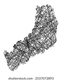 Symbol Map of the Province Misiones (Argentina) showing the state with black, crossing lines like Mikado Sticks or a spider web