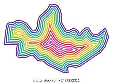 Symbolkarte der Provinz Monza e Brianza (Italien) mit der im Inneren gepufferten Landesgrenze in Regenbogenfarben