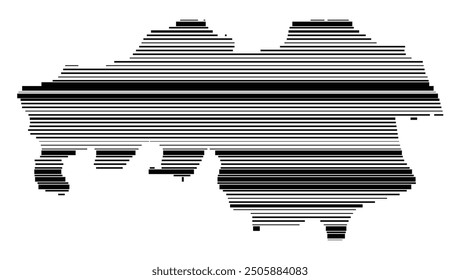 Mapa simbólico de la provincia de Brabante Septentrional (Países Bajos) que muestra el territorio con líneas negras paralelas en diferentes grosores de línea