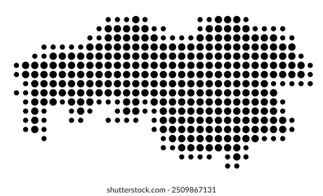 Mapa simbólico de la provincia de Brabante Septentrional (Países Bajos) que muestra el territorio con un patrón de círculos negros