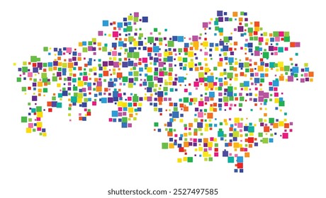 Mapa de símbolos da província de Noord-Brabant (Países Baixos) mostrando o território com um padrão de quadrados coloridos distribuídos aleatoriamente de diferentes tamanhos