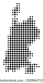 Mapa de símbolos da província de Noord-Holland (Países Baixos) mostrando o território com um padrão de círculos pretos