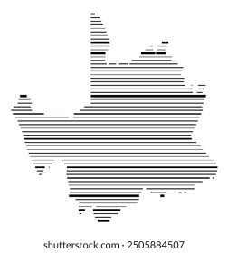 Symbol Map of the Province Northern Cape (South Africa) showing the territory with parallel black lines in different line thickness