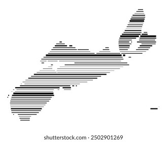 Symbol Map of the Province Nova Scotia (Canada) showing the territory with parallel black lines in different line thickness