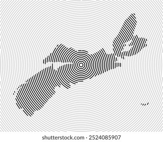 Symbol Map of the Province Nova Scotia (Canada) showing the territory with a series of circular black lines on white background