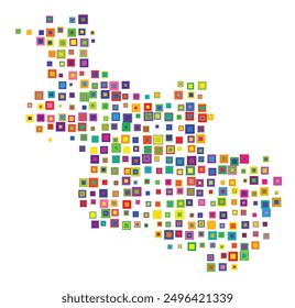 Symbol Map of the Province Overijssel (Netherlands) showing the territory with a pattern of overlapping colorful squares like candies