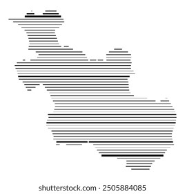 Symbol Map of the Province Overijssel (Netherlands) showing the territory with parallel black lines in different line thickness