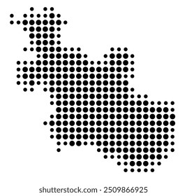 Mapa de símbolos da província de Overijssel (Países Baixos) mostrando o território com um padrão de círculos pretos