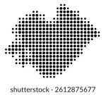 Symbol Map of the Province Pesaro e Urbino (Italy) showing the territory with a pattern of black circles