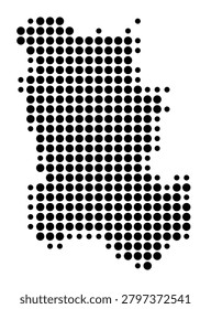 Symbol Map of the Province Plovdiv (Bulgaria) showing the area with a pattern of black circles