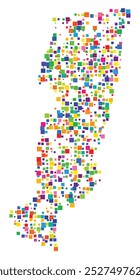 Mapa de símbolos da província de Prato (Itália) mostrando o território com um padrão de quadrados coloridos distribuídos aleatoriamente de diferentes tamanhos