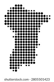 Symbol Map of the Province Prey Veng (Cambodia) showing the area with a pattern of black circles