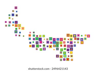 Symbol Map of the Province Prince Edward Island (Canada) showing the territory with a pattern of overlapping colorful squares like candies