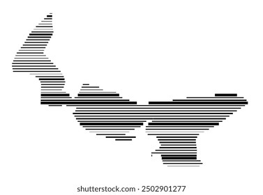 Symbol Map of the Province Prince Edward Island (Canada) showing the territory with parallel black lines in different line thickness