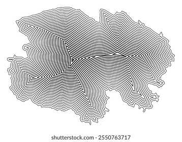 Symbol Map of the Province Qinghai (People's Republic of China) showing the state border buffered inside with black tapering lines