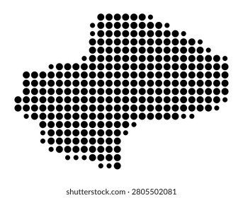 Symbol Map of the Province Qom (Iran) showing the area with a pattern of black circles