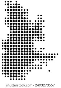 Symbol Map of the Province Quebec (Canada) showing the territory with a pattern of black circles