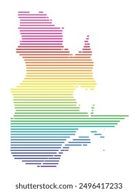 Symbolkarte der Provinz Quebec (Kanada), die das Territorium mit horizontalen parallelen Linien in Regenbogenfarben zeigt