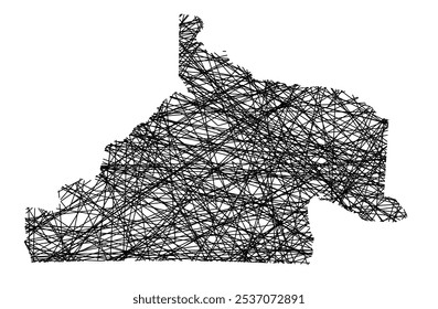 Symbol Map of the Province Rio Negro (Argentina) showing the state with black, crossing lines like Mikado Sticks or a spider web