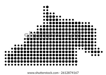 Symbol Map of the Province Rio Negro (Argentina) showing the territory with a pattern of black circles