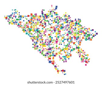 Symbol Map of the Province Roma (Italy) showing the territory with a pattern of randomly distributed colorful squares of different sizes