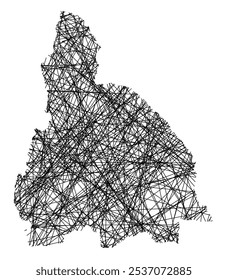 Symbol Map of the Province San Juan (Argentina) showing the state with black, crossing lines like Mikado Sticks or a spider web