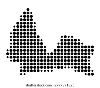 Symbol Map of the Province San Pedro de Macoris (Dominican Republic) showing the area with a pattern of black circles