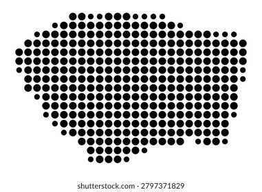 Symbol Map of the Province Sanchez Ramirez (Dominican Republic) showing the area with a pattern of black circles