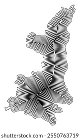 Symbol Map of the Province Shaanxi (People's Republic of China) showing the state border buffered inside with black tapering lines