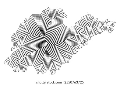 Symbol Map of the Province Shandong (People's Republic of China) showing the state border buffered inside with black tapering lines
