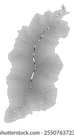 Symbol Map of the Province Shanxi (People's Republic of China) showing the state border buffered inside with black tapering lines