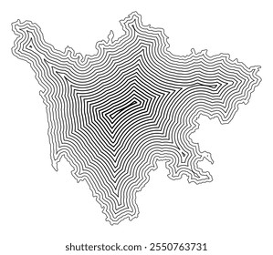 Symbol Map of the Province Sichuan (People's Republic of China) showing the state border buffered inside with black tapering lines