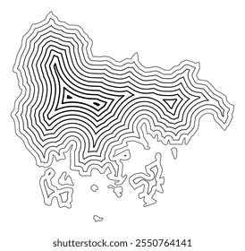 Symbol Map of the Province South Gyeongsang (South Korea) showing the state border buffered inside with black tapering lines
