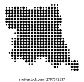 Symbol Map of the Province Stara Zagora (Bulgaria) showing the area with a pattern of black circles