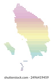 Symbol Map of the Province Sumatera Utara (Indonesia) showing the territory with horizontal parallel lines in rainbow colors