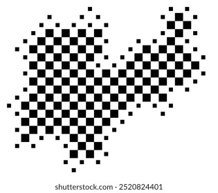 Symbol Map of the Province Trento (Italy) showing the territory with a pattern of black squares like a chessboard