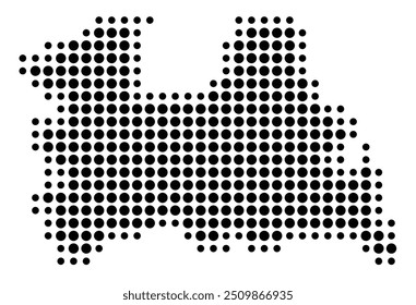 Mapa simbólico de la provincia de Utrecht (Países Bajos) que muestra el territorio con un patrón de círculos negros