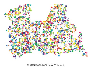 Symbol Map of the Province Utrecht (Netherlands) showing the territory with a pattern of randomly distributed colorful squares of different sizes