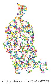 Mapa de símbolos da província de Varese (Itália) mostrando o território com um padrão de quadrados coloridos distribuídos aleatoriamente de diferentes tamanhos