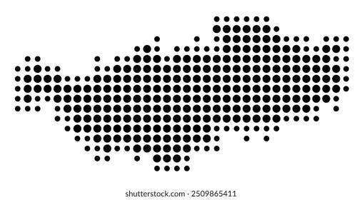 Mapa de símbolos da província de Walloon Brabant (Bélgica) mostrando o território com um padrão de círculos pretos