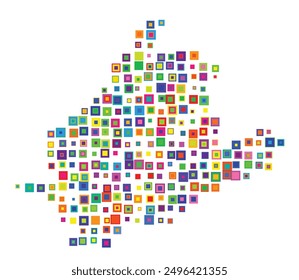 Symbol Map of the Province Zuid-Holland (Netherlands) showing the territory with a pattern of overlapping colorful squares like candies