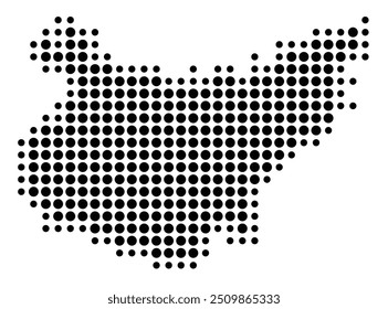 Symbol Map of the Provincia Badajoz (Spain) showing the territory with a pattern of black circles