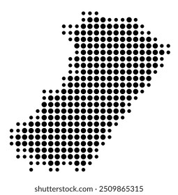 Symbol Map of the Provincia Castellon (Spain) showing the territory with a pattern of black circles