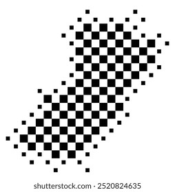 Symbol Map of the Provincia Castellon (Spain) showing the territory with a pattern of black squares like a chessboard