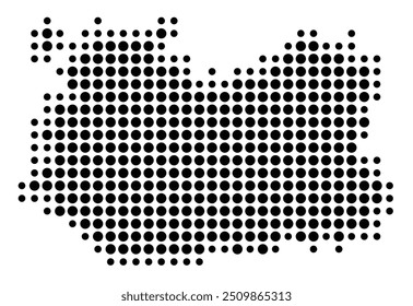 Mapa de símbolos da Provincia Ciudad Real (Espanha) mostrando o território com um padrão de círculos pretos
